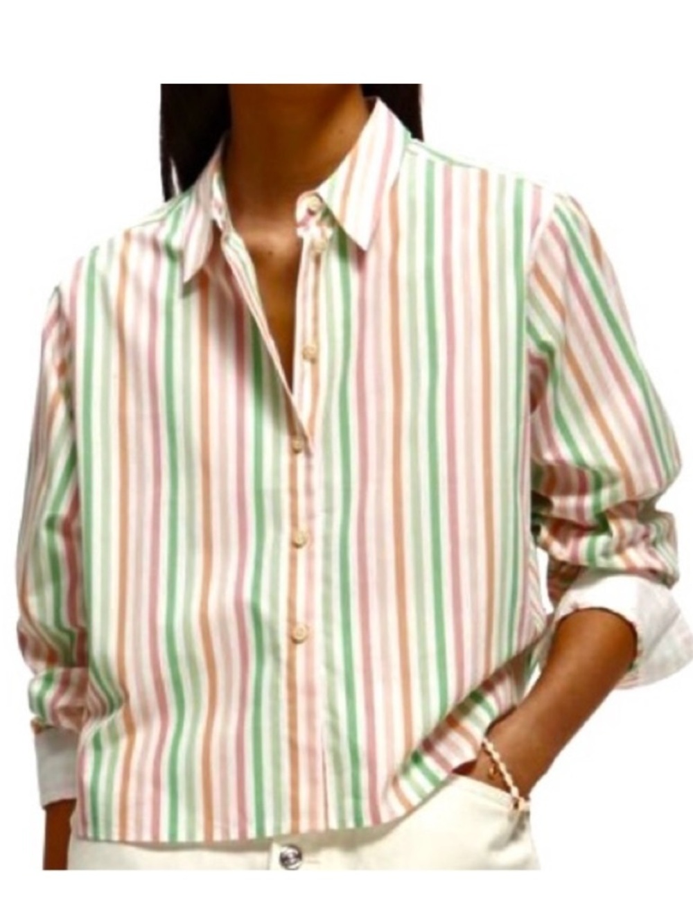 Like New Scotch & Soda Striped Crop Button Front Top Size Medium